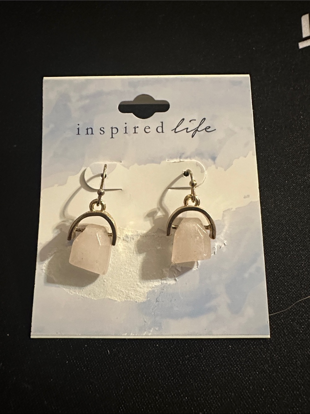 Inspire Rose Quartz Drop Earrings - Pink Stone Dangle
#72
